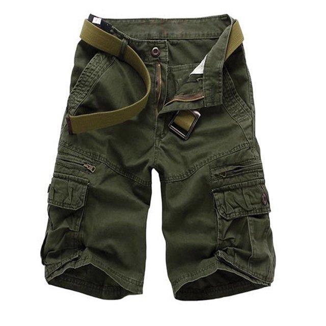 Birdeem Men Casual Solid Fashion Zipper Button Pockets Cropped Cargo Shorts