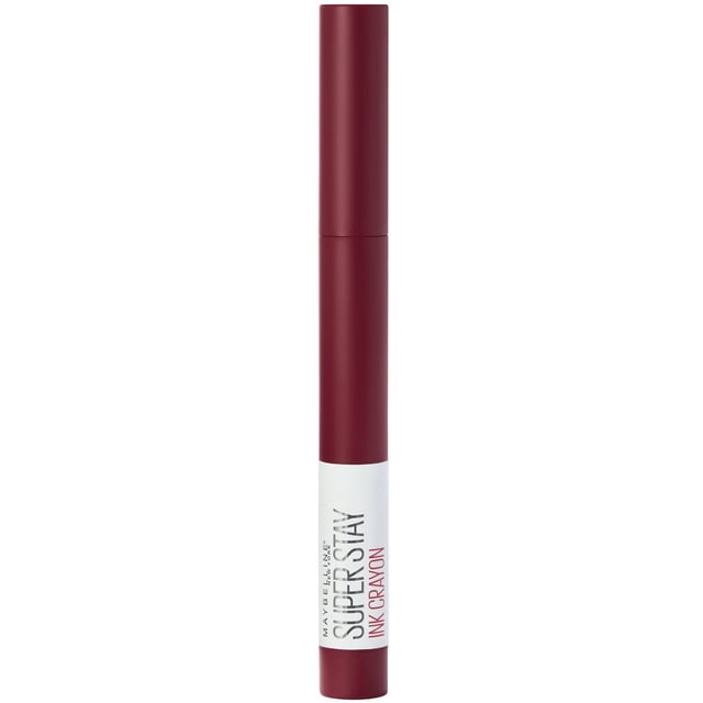 Super Stay®Ink Rouge à Lèvres en tube Mince Style Ligneur pour les Lèvres Bordeaux avec Étiquette Blanche Affichant la Marque et le Nom du Produit, Doté d'Une Technologie d'Encre Longue Tenue pour des Lèvres Mates jusqu'à 8 Heures et d'Un Aiguiseur Intégré pour une application Précise, Idéal pour un Maquillage des Lèvres Longue Tenue.