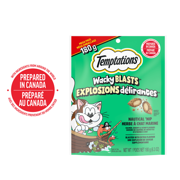 Temptations Wacky Blasts Cat Treats, Nautical 'Nip Flavour, 180g Pouch