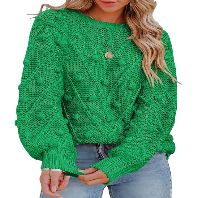 Pulls Tricotés pour Femmes Pulls Unis Col Rond Pull à Manches Longues