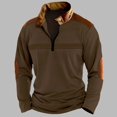 thumbnail image 2 of Mens Autumn Winter Folded Long Sleeve Sweatshirt Standing Collar Zip Flya Way Hoodless Sweatshirt Top, 2 of 4