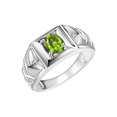 thumbnail image 2 of RYLOS Men's Rings 14K White Gold Rings Designer Weave Band 7X5MM Oval Gemstone & Diamond Ring Peridot August Birthstone Rings For Men,  Size 12, 2 of 6
