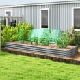 thumbnail image 2 of Outsunny 12x4x1ft Galvanized Raised Garden Bed, Open Bottom, Silver, 2 of 10