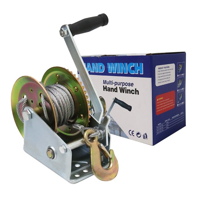 Hot Sales 1200lbs Hand Operated Cable Manual Winch Cable Pulling Hand Winch With Wire Rope Hand Towing Winch