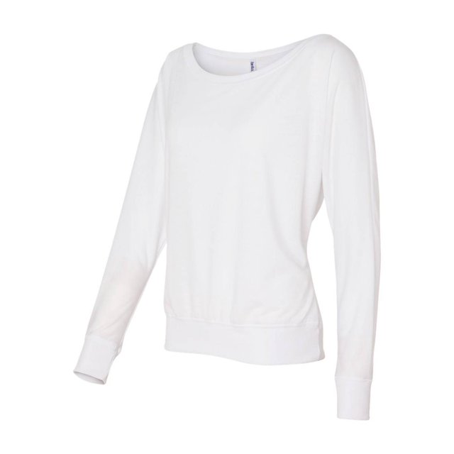 Bella Ladies Elizabeth Long-Sleeve Dolman sleeves Top, White, Small