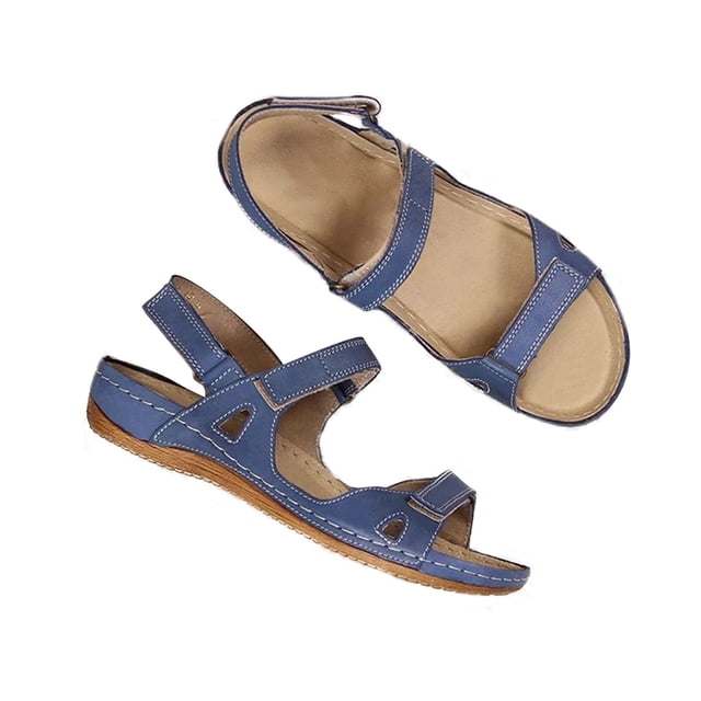 Penkiiy Sandale d'Extérieur pour Femmes avec Assise Plantaire Confortable, Bride Ajustable et +mousse à Mémoire, Largeurs Offertes 37 Bleu