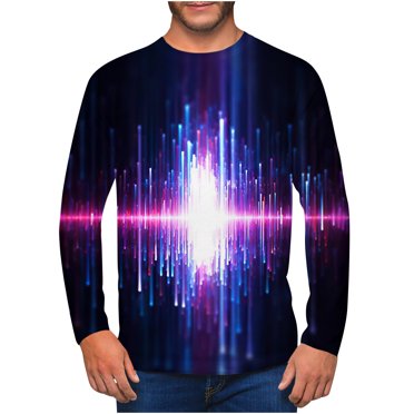 Meichang Long Sleeve T Shirt Men Tall,Graphic Tees Men Vintage 3D Optical Illusion Print T-Shirts Fashion Crewneck Gym Long Sleeve Shirts for Men