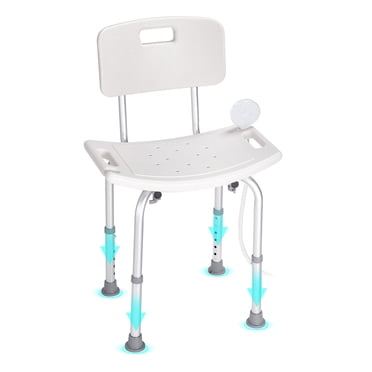 KFFKFF Tabouret de Bain, Banc de Douche avec Dossier, Siège de Bain à Hauteur Modifiable, Chaise Intérieure pour Douche et Baignoire, Tabouret de Salle de Bain Antidérapant pour Aînés, Personnes Handicapées, Handicapés
