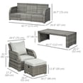 thumbnail image 3 of Outsunny Mobilier de Jardin avec Coussins, Gris Pâle, 3 of 8