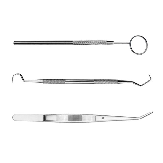 VONKY Mouth Mirror Set Stainless Steel Tooth Plaque Remover Salon Professional Teeth Cleaning Health Care Instrument 3Pcs 1Set