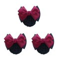 thumbnail image 2 of Decodeary Professional Hair Plate Mesh Pocket Practical Snood Net Elegant And Professional Two Bows- rose red 3Set, 2 of 6