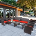 thumbnail image 1 of Costway 8PCS Patio Rattan Furniture Set Cushioned Chair Sofa Coffee Table Red, 1 of 9