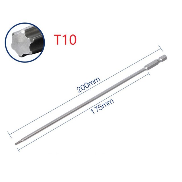 1/6 Pcs 200mm Magnetic Torx Screwdriver Bit alloy steel T10