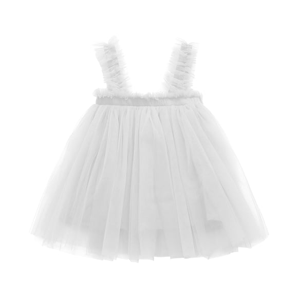 Huvoen Princess Dress for 3 Year Old Girls Baby Girls Layered Tulle Dresses Toddler Sleeveless Princess Dress White 6-12 Months