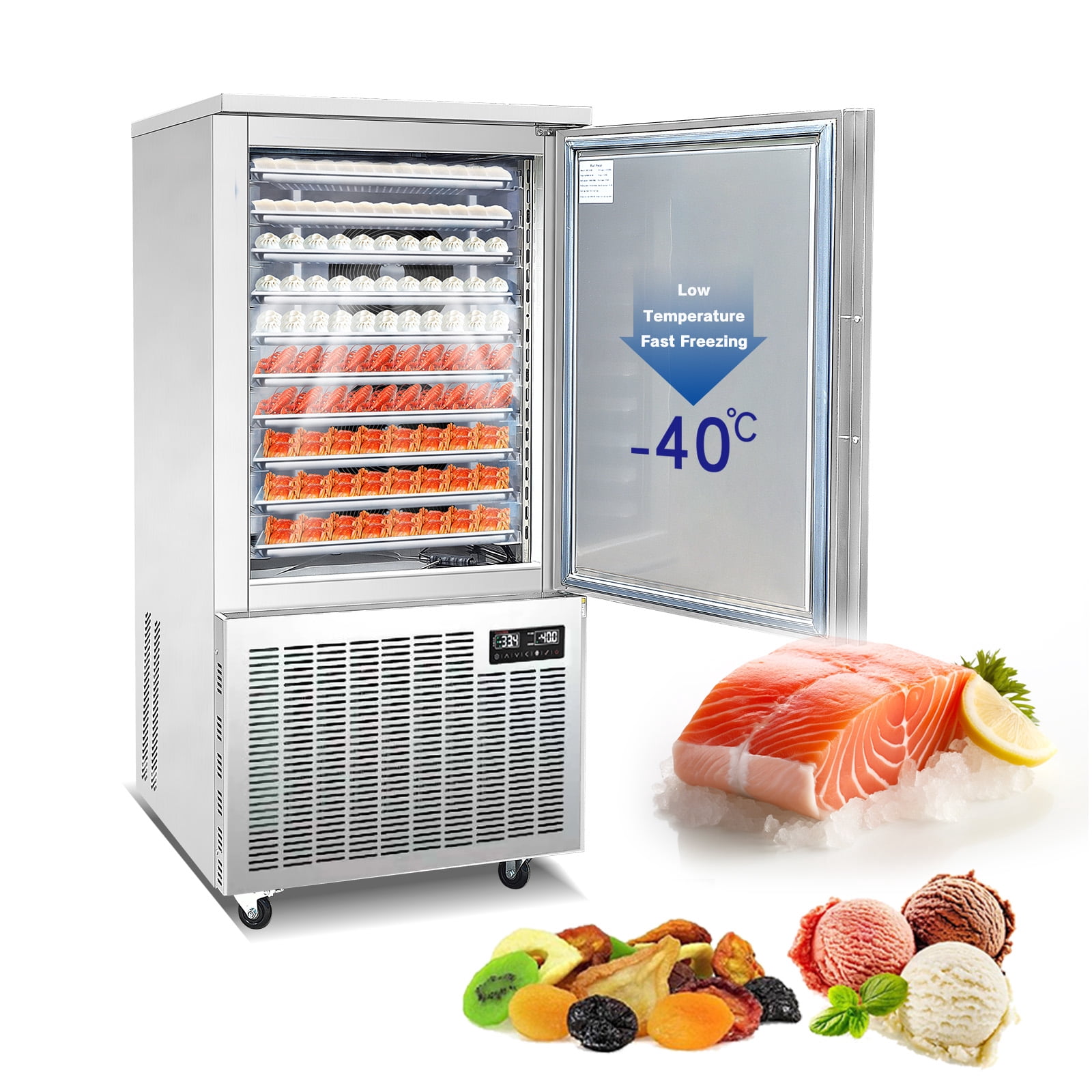 Kolice Refroidisseur et congélateur commercial 10 plateaux, congélateur à choc avec sonde alimentaire, utilisé dans les restaurants, boulangeries, écoles, hôtels, température minimale : -40C