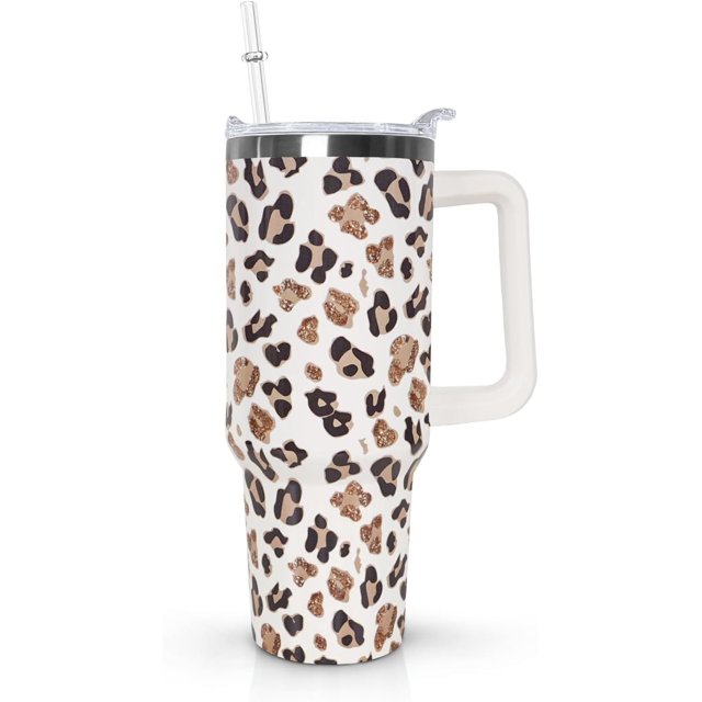 Gobelet 40 Oz avec Poignée et Paille Isolé Double Paroi en Acier Inoxydable Tasse de Voyage Boîte Cadeau Gobelet Réutilisable Tasse de Café de Voyage pour Bureau Tasse de Bière Isolée Portable pour Boissons Chaudes et Froides
