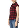 thumbnail image 4 of INSPIRE CHIC Chemise à Carreaux pour Femme à Col Pointu, Manches Courtes à Revers, Boutonnée, TP Rouge, 4 of 8