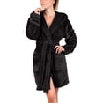 thumbnail image 2 of LSLJS Femmes Doux Couleur Unie Manches Longues Col en V Hiver Ceintures Poches Molleton Faux Velours Tenue de Nuit Robe Chemises de Nuit, Peignoir pour Femmes, 2 of 7