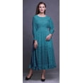 thumbnail image 2 of Bimba Robe Smockée à Manches Longues pour Femmes, Col Rond, Volants, Été, Maxi-TP, 2 of 5