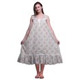 thumbnail image 1 of Bimba Robe de Nuit Mi-Mollet Blanche à Fleurs d'Anémone et de Lavande Bleue pour Femmes, en Coton Imprimé, Sans Manches, Maxi, Taille Très Grande, 1 of 6