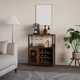 thumbnail image 3 of Ourlova Industry Coffee Bar Cabinet with Wine Rack and Glass Holder Kitchen Sideboard Buffet Cabinet with Wine Rack Storage with Glass Holder and Mesh Door for Kitchen Living Room and Bar, 3 of 7