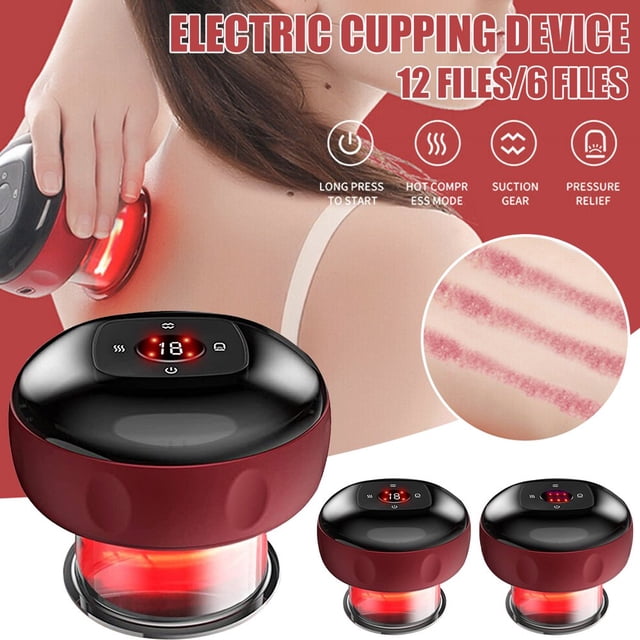 EASTIN Electric Cupping Therapy Set Gua Sha Massager 12 Gear Electric Scraping Cupping Therapy Set with 2000mAh Battery Handheld Cupping Massage Machine for Arm Leg Back Body