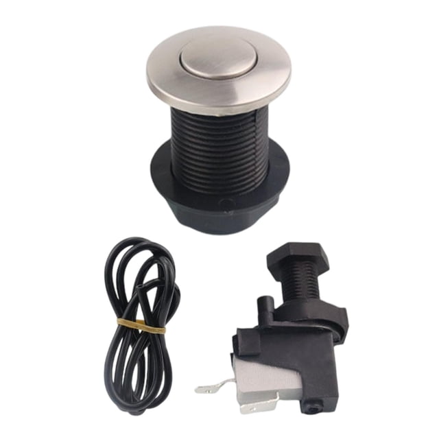 pitrice Air Switch Kits Portable Cordless on Off Push Button Switch Pneumatic Switch 32mm argent brushed Silver 32mm