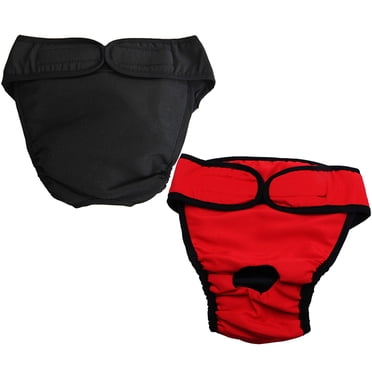 TAILTOSS 2Pcs Diaper for Dogs Female Cotton for Menstrual Period Black