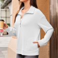 thumbnail image 2 of Erwazi Womens Half Zip Pullover Top Waffle Long Sleeve Lapel Functional Pocket Work To Weekend Versatile Blouses, 2 of 8