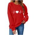 thumbnail image 2 of T-shirt de la Saint-Valentin pour Femmes 2024, Chandails à Col Rond, T-Shirts Décontractés avec Cœur, T-Shirts Graphiques Amples à Manches Longues, Chandails à Enfiler, Hauts Mode pour les Fêtes, T-Shirt, 2 of 3