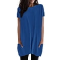 thumbnail image 1 of WEIYLL Womens T Shirts Summer Solid Loose Pullover Tunic With Pockets Long Blue Tops Sizes L, 1 of 6