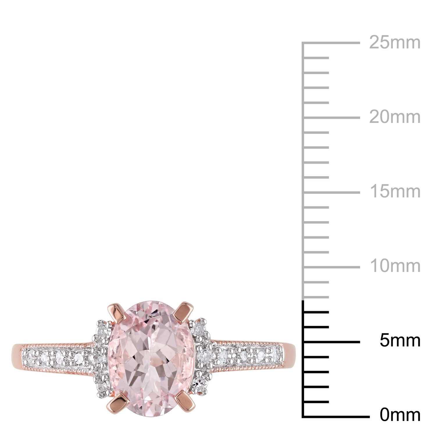 Bague avec morganite d'1,14 ct PBT et accents de diamants en argent sterling plaqué de rhodium rose deTangelo