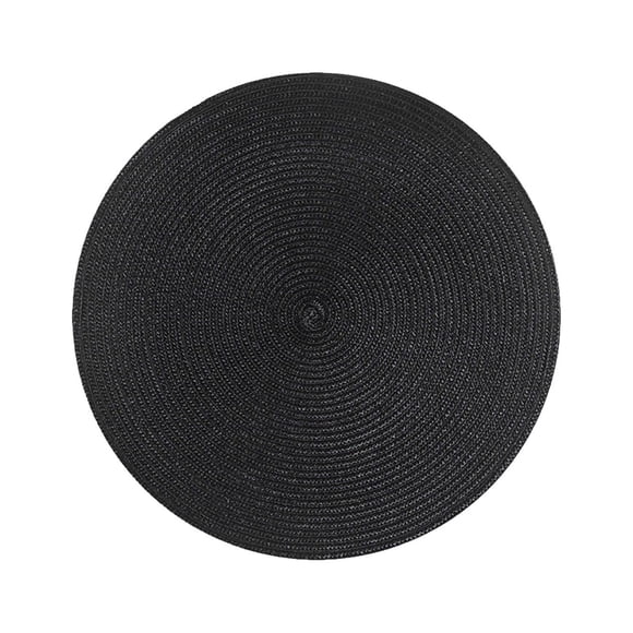 Matoen12 Household Heat Resistant Table Place Mats, Cotton Woven Waterproof Absorbent Placemat, Solid Color Home Decor Quick Drying Placemats for Dining Table, 1PC, 7.1"x7.1", Black, Round