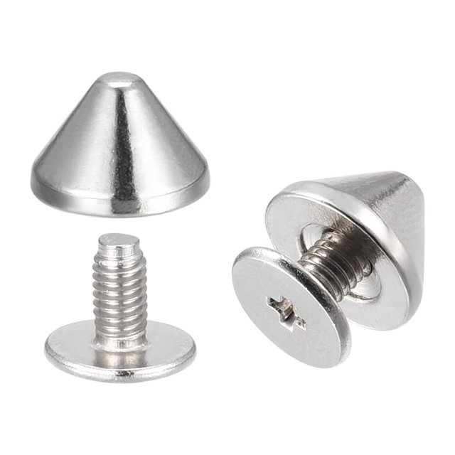 Unique Bargains 9x6mm Screw Back Rivets Solid Leather Studs Silver Tone 50 Sets