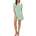 thumbnail image 2 of INSPIRE CHIC Robe-Chemise Courte à Manches Courtes pour Femmes, Coupe Évasée, Col Contrastant, 2 of 5