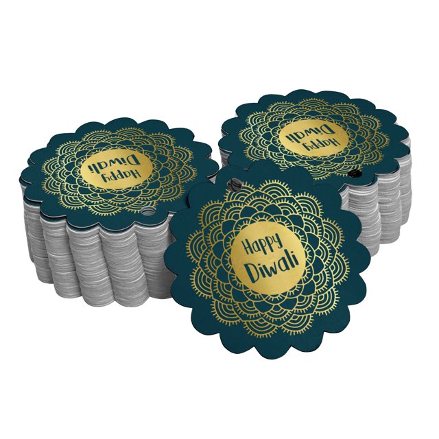 Inkdotpot Real Gold Foil Happy Diwali Tags Favor Hang Paper Tags 100 Piece
