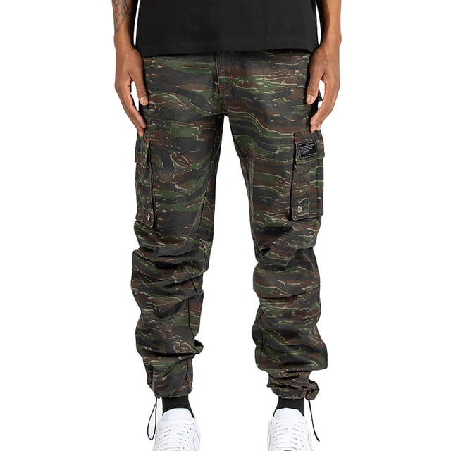 Birdeem Mens Pants Mens Woven Fabric with Multiple Pockets Solid Color Casual Pants Work Pants