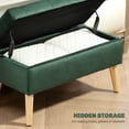 thumbnail image 4 of HOMCOM Banc Ottoman Rembourré avec Rangement avec Pattes en Bois, Vert Foncé, 4 of 10