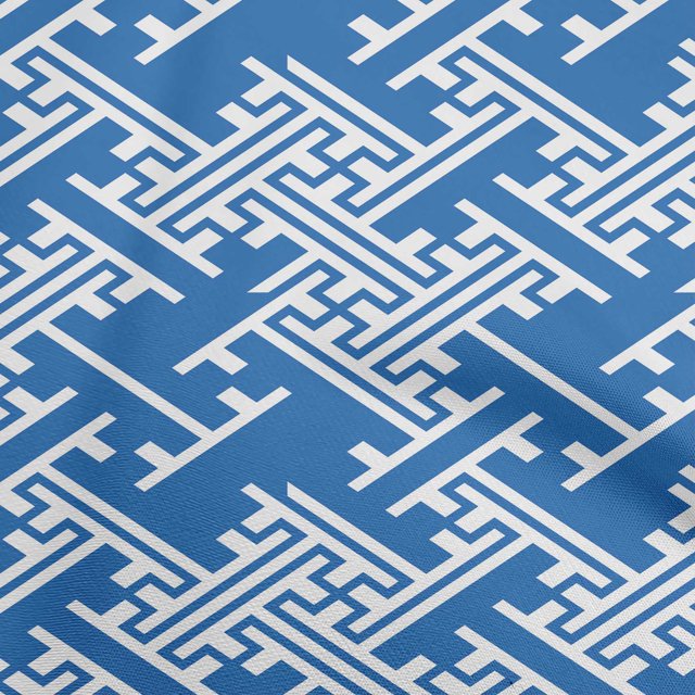 oneOone Cotton Poplin Blue Fabric Geometric Craft Projects Decor Fabric Printed By The Yard 42 Inch Wide