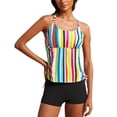thumbnail image 2 of UPPADA Womens Plus Size Two Piece Tankini Swimsuits Twist Front High Waist V Neck Swimwear Floral Tummy Control Modest Bathing Suits with Bottom Square Neck Tankini Yellow,L, 2 of 6