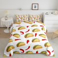 thumbnail image 1 of Ensemble de Couette Mexicain Piments Rouges Taco Nachos Burrito Literie, Nourriture Latine Cinco de Mayo Ensemble de Couette avec 1 Taie d'Oreiller, Taille Simple, Multicolore, 1 of 5