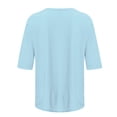 thumbnail image 5 of CFLVAEK Elbow Length Sleeve T Shirts Plus Size Womens Solid Color Shirt Loose Fitted Basic Round Neck Blouses, 5 of 5
