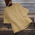thumbnail image 4 of Hauts Boho pour Femmes Grande Taille Col Rond Manches Mi-Longues T-Shirts Plissés Mode Été Décontracté Tunique Ample Blouse, 4 of 5