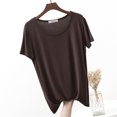 thumbnail image 1 of Weiqiqre T-Shirt à Col Rond pour Femme à Manches Courtes Ajusté T-Shirt Mince Uni Haut de Pyjama Pyjama à Manches Courtes, 1 of 8
