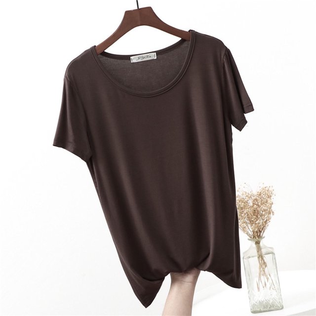 Weiqiqre T-Shirt à Col Rond pour Femme à Manches Courtes Ajusté T-Shirt Mince Uni Haut de Pyjama Pyjama à Manches Courtes