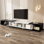 MODERNLUXE Extendable 55.1"-102" TV Stand for TVs up to 50"-100", Modern Entertainment Center with Storage Cabinet and White High-Gloss for Living Room