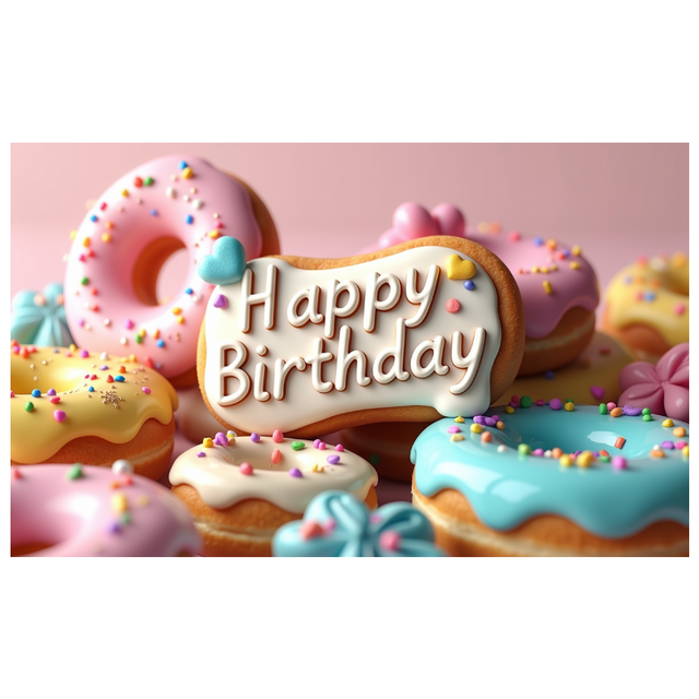 Colorful Donut Themed Happy Birthday Backdrop Banner Party Decorations for Birthday Party Photo Booth Props Celebration Event Decor