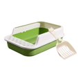 thumbnail image 4 of Bac à Litière pour Chat Robuste Semi-Fermé Bac à Sable pour Chat Anti-Éclaboussures Blanc et Vert, 4 of 9