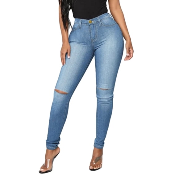 Bigersell Women Ribcage Straight Ankle Jeans Full Length Pants Jeans Womens Hole Button Zipper Pocket Jeans Casual Denim Flares Wide Leg Slim Pants Jeans for Ladies High Waist