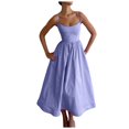 thumbnail image 2 of Robes d'Été pour Femmes 2025 Robe Longue Sans Manches à Bretelles Couleur Unie Dos Nu Ligne A Bandage Robe de Soleil Violette m, 2 of 5